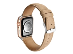 Bracelete Para Apple Watch 42/41/40/38mm - Couro Genuíno Camurça Dupla Face Marrom Claro
