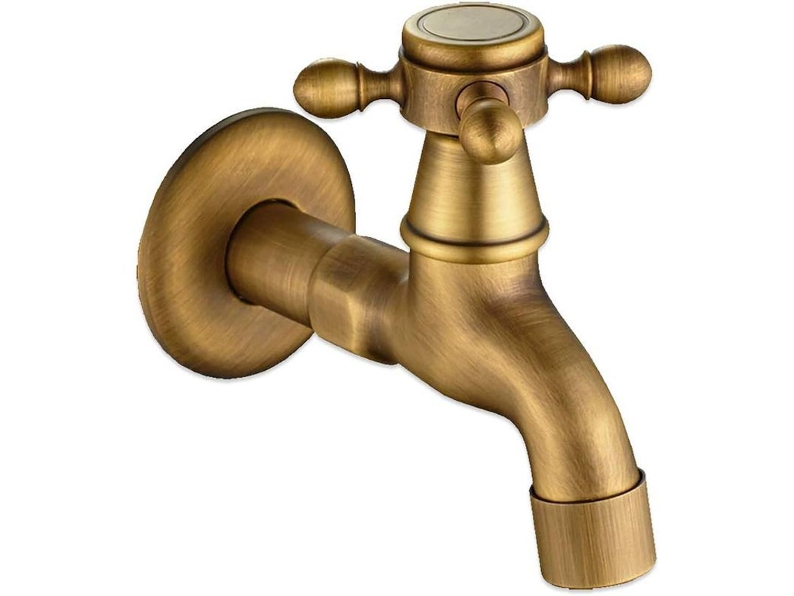 2026 grifo de Água Fria Vintage de Mango Individual com Interface G1/2 Montado na Parede para Lavabo de Banheiro Bronze