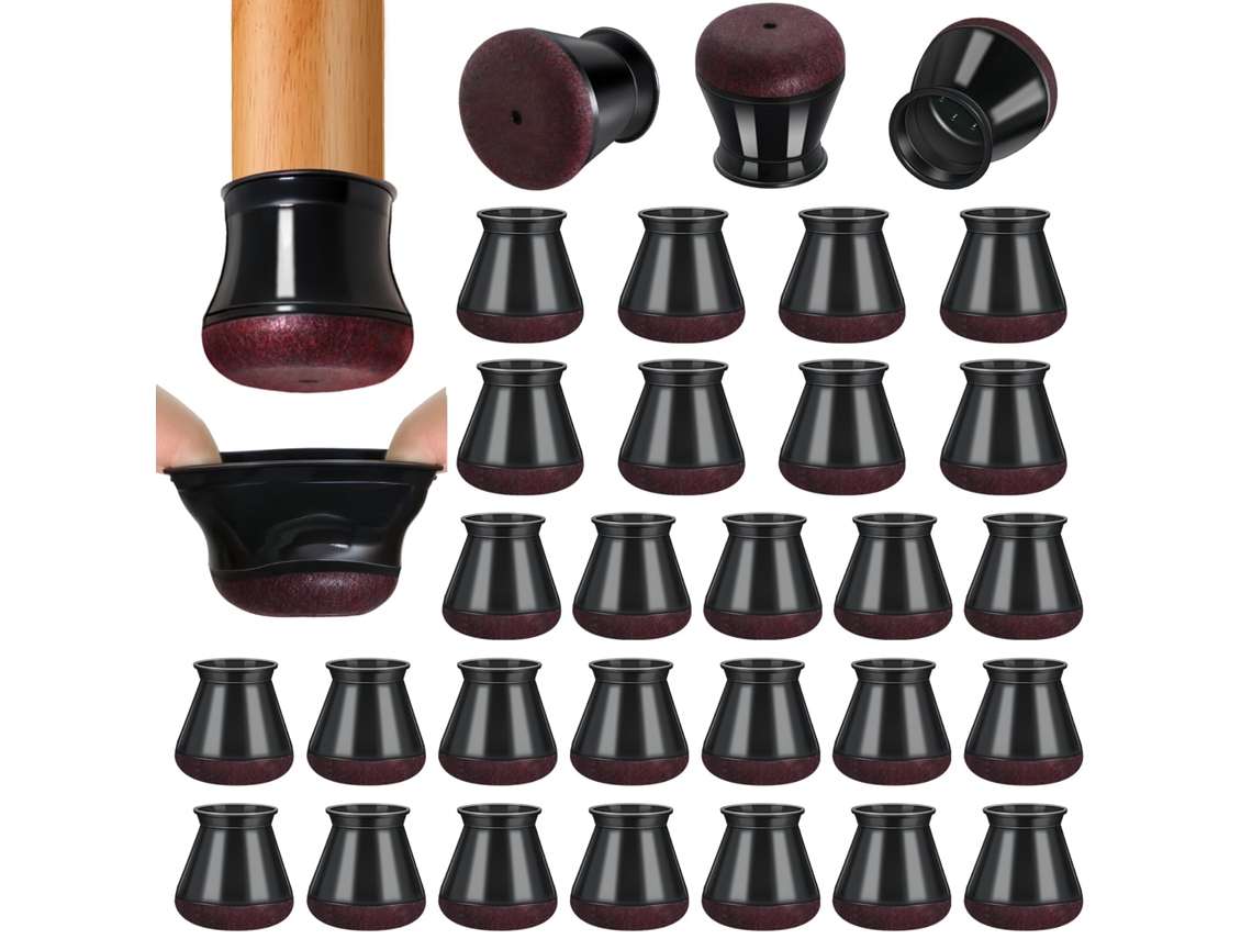 32 Peças Protetores De Pés De Cadeira,almofadas De Silicone Com Feltro Espesso,preto,reduzem Arranhões No Chão Btforus