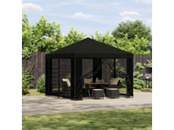 Vidaxl Gazebo De Jardim Com Laterais 3 X 3 M Preto Poliéster E Aço