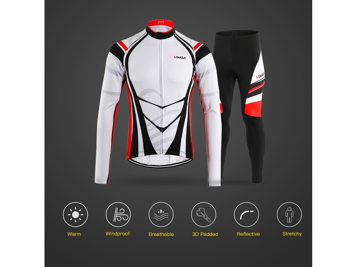 Conjunto De Roupa De Ciclismo Masculino De Inverno Com Camisa E Calças Acolchoadas 3d Impermeável E Isolante