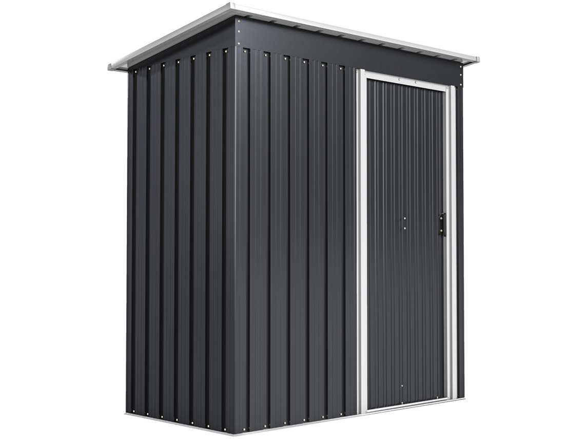 Abrigo de Jardim Exterior 1.5 M² 163x89x182cm com Porta de Correr e Teto Inclinado Preto | S/MARCA