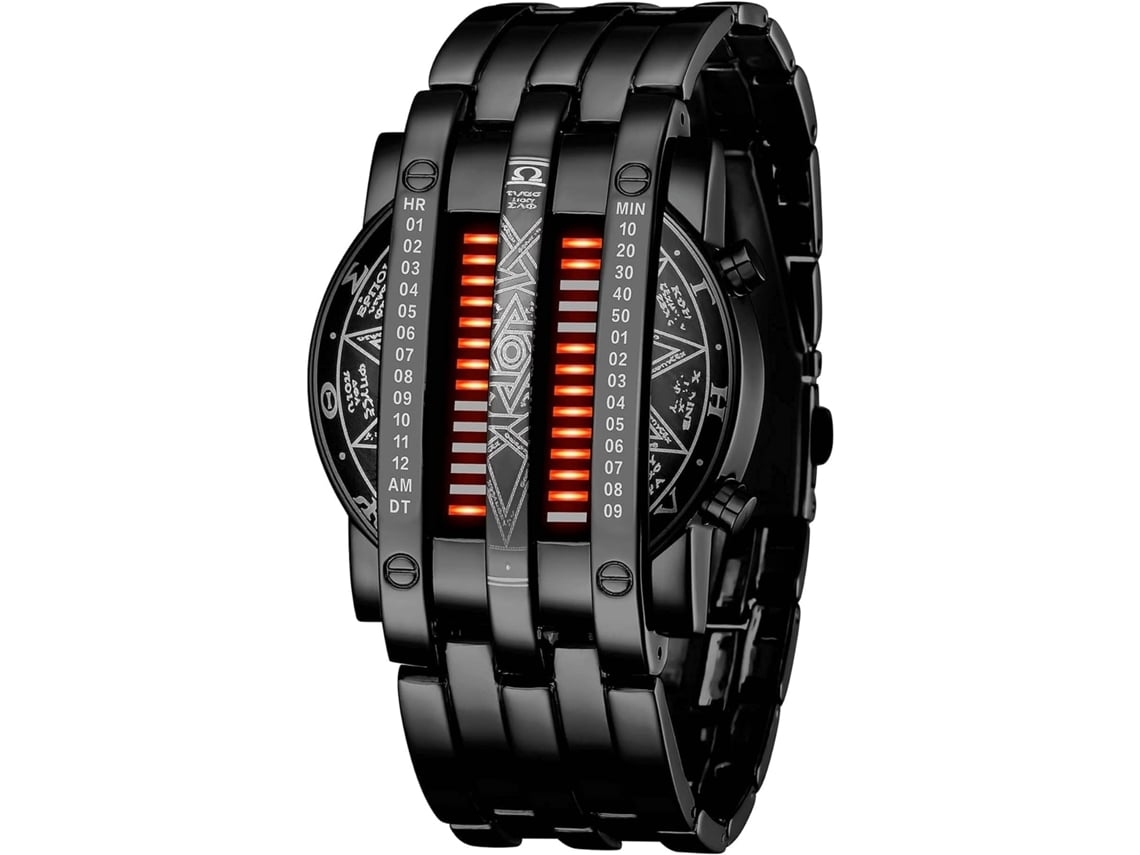 Relógio Masculino Estilo Lava em Aço Inoxidável-Preto