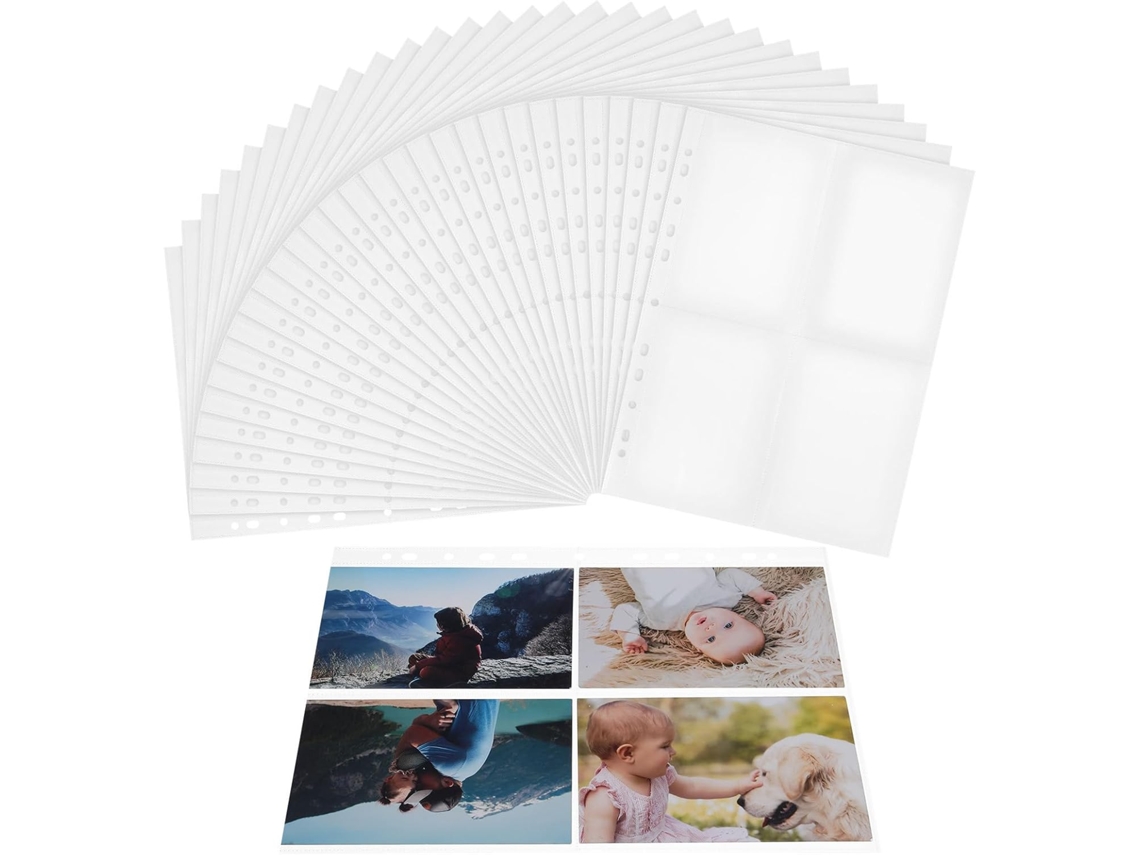 Protetores De Folhas Fichário A4, 4 Grades Duplas, 30 Páginas De Capas Protetoras Cartas Colecionáveis