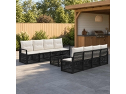 Vidaxl Conjunto De Sofá De Jardim 9 Unid. Preto Vime Pe
