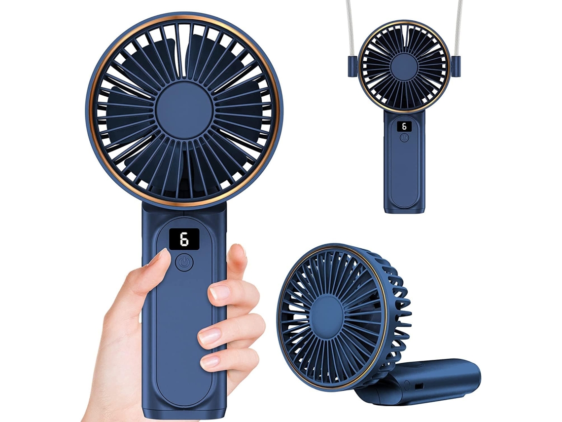 Ventilador Portátil Com Visor Digital Lcd, Cordão Para Uso Como Ventilador De Pescoço, Ultrassilencioso