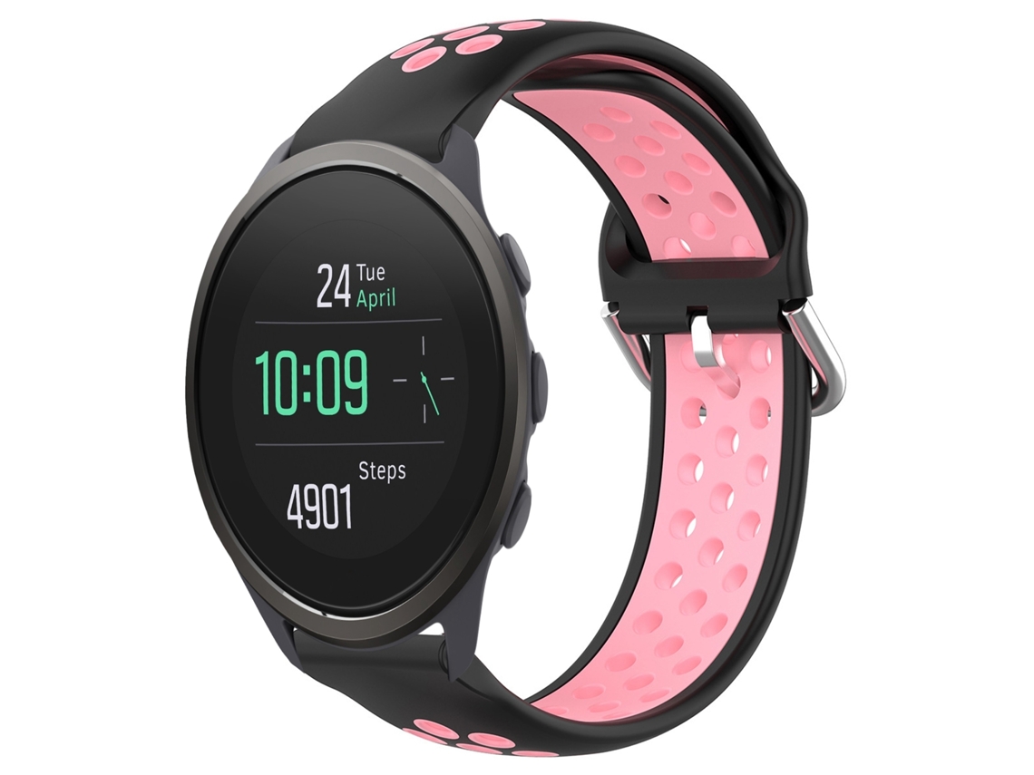Bracelete para Smartwatch para Suunto 5 Peak 22mm esportiva respirável perfurada de silicone (preto + rosa)