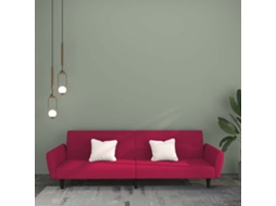 Vidaxl Sofá-cama De 2 Lugares Veludo Vermelho Tinto