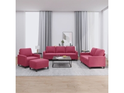 Vidaxl 4 Pcs Conjunto De Sofás Com Almofadões Veludo Vermelho Tinto