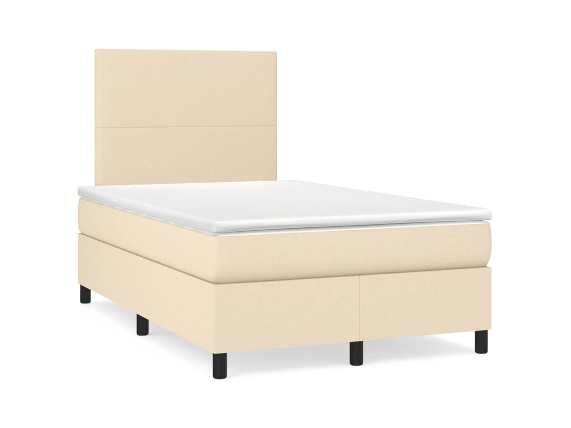 Vidaxl Cama Boxspring Com Colchão 120x190 Cm Tecido Cor Creme