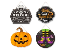Placa Decorativa de Halloween em 4 Peças – Sinal de Papel Sangrento para Porta Enfeite Assustador para Festas NEVEANCE