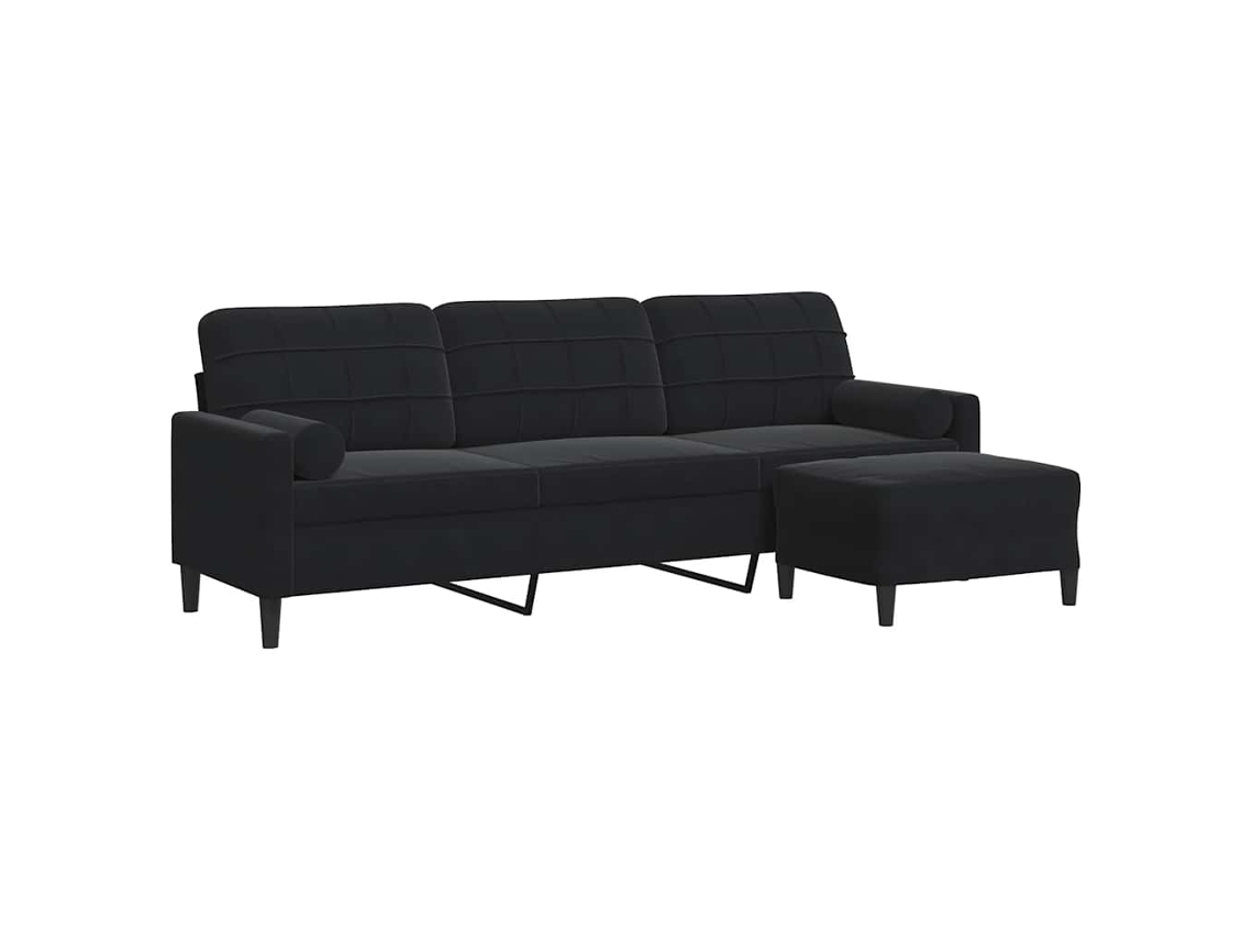 Maison Exclusive - Sofá De 3 Lugares Com Apoio De Pés 210 Cm Veludo Preto