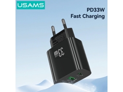 Carregador De Parede Usams Cc317 T65 33w Com 2 Portas Usb Pd, Carregamento Rápido Usb-a Usb-c
