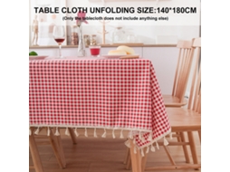 Toalha de Mesa Pastoral Retangular de Renda com Borla Xadrez de Algodão e Cânhamo para Casa de Fazenda Retângulo 55X70In Vermelho Escuro