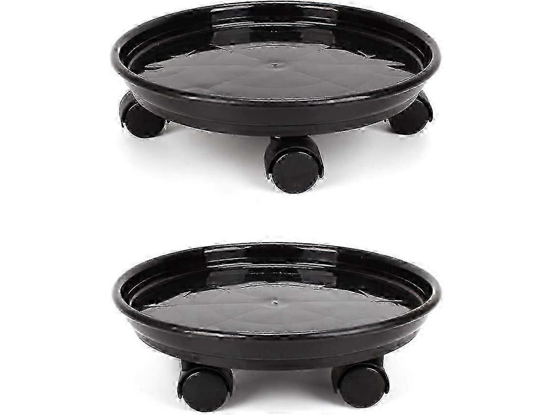 Conjunto De 2 Rodízios Para Plantas Redondos 11,8 Polegadas, Resistentes, Para Interior E Exterior