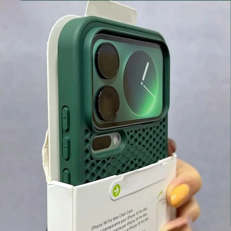 Capa Protetora Rígida Em Malha Respirável Com Ventilação Magnética Magsafe Para Xiaomi 17 Pro Max (verde Escuro).