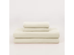 Conjunto Lençóis 4 Peças Lençol De Baixo 220x200*26cm Lençol De Cima 240x270cm 2 Fronhas 75x50cm Poliéster Bege Hexinyigjly
