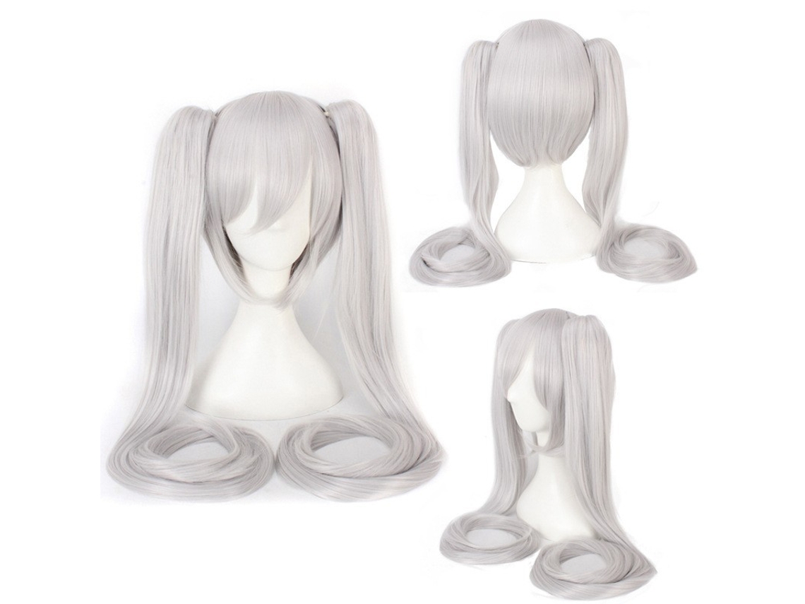 Peruca Hatsune Miku Wig 120cm Cuich (branco Prateado)