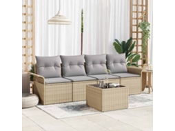 Vidaxl Conjunto De Sofás 5 Unid. Bege Vime Pe