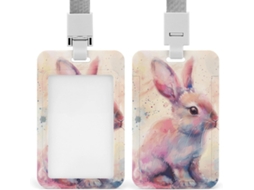 Porta Crachá With Clipe, Estampa de Coelhinho Vermelho Fofo e Cordão Identificação Ideal Escritórios Reuniões