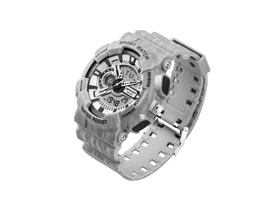 Reloj Electrónico Deportivo Multifuncional Impermeable Con Doble Pantalla (gris)