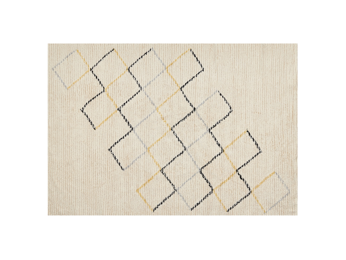 Tapete de estilo boho BELIANI Tezpur de Algodão Creme 140x200
