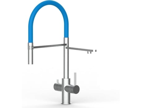 Torneira de cozinha VIZIO 5 Vias Tubo Giratória 360° Aço escovado Azul claro  (Aço)