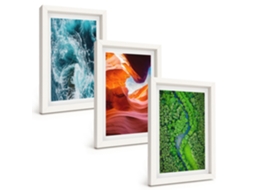 Pinturas Murais Modernas Água, Movimento, Cânion, Verde, Floresta Moldura Branca Fotos Para O Escritório Espelharte (3 Peças 20x30 Cm)