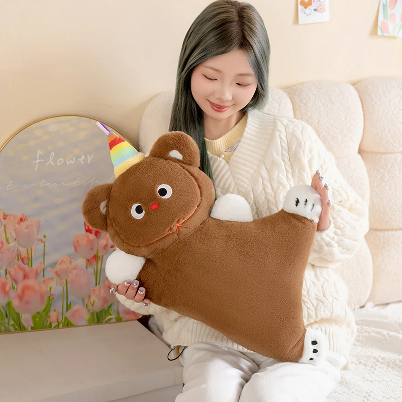 Almofada de Férias para Adultos com Formato de Filhote de Urso Marrom e Suporte Lombar. MDUG (55 Cm)