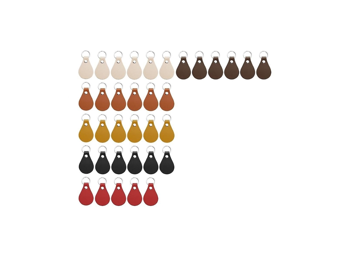 36 Chaveiros De Couro Pu, Kit Diy Com Argolas E Rebites, 6 Cores