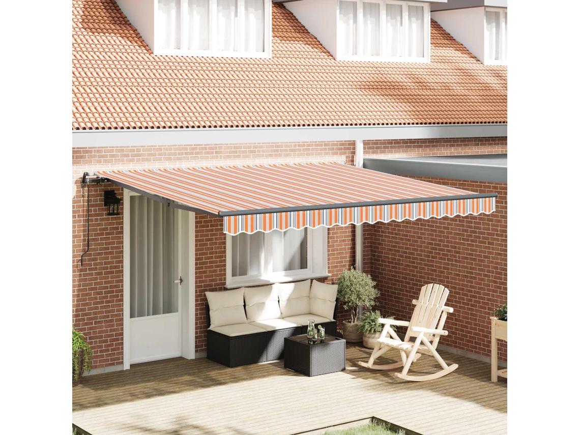 Vidaxl Toldo Retrátil Multicolor 400 × 300 Cm Tecido E Alumínio