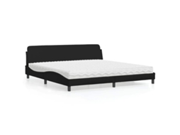 Vidaxl Cama Com Colchão Dover 200x200 Cm Couro Artificial Preto