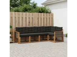 Vidaxl Conjunto De Sofás Para Exterior 5 Unid. Natural E Preto