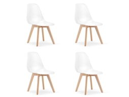 Cadeira De Jantar Conjunto De 4 Peças Kito Assento Transparente, Pernas Naturais, Assento Ergonômico, Encosto