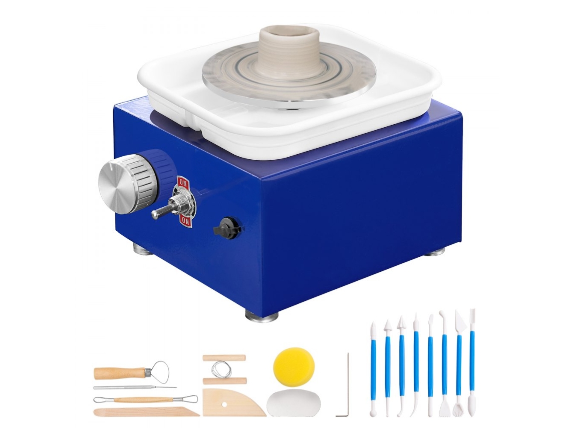 Torno De Oleiro Elétrico Mini 30w Com Acessórios Para Iniciantes Tekmaquinas