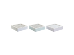 Caixa para Infusões DKD HOME DECOR Azul Branco Verde Lilás Metal Cristal Madeira Mdf 3 Unidades