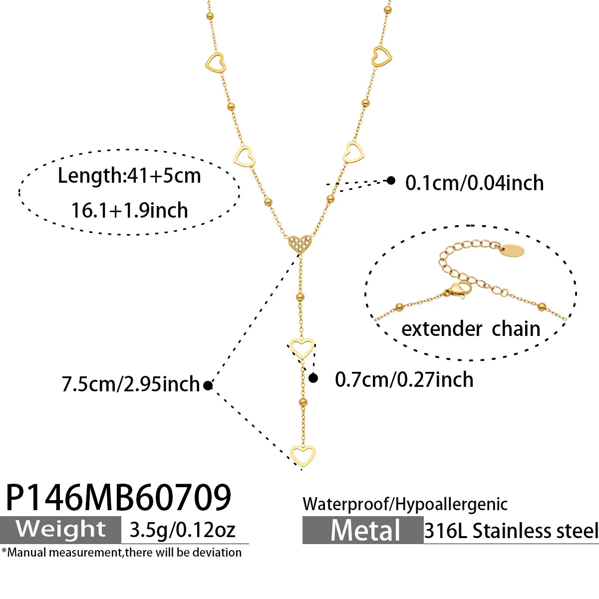 Corrente Em Formato De Y Com Pingente De Coração Em Forma De Estrela Em Formato De Gato, Banhada A Ouro, Joia Da Moda Para Presente.
