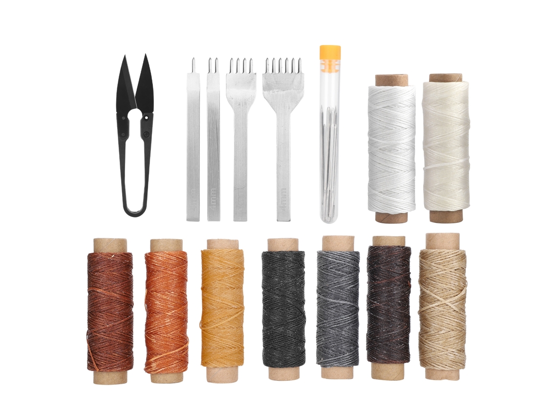 Kit De Costura De Couro Com Fio Engrasado E Agulhas Para Projetos Diy E Reparações Manuais