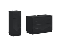 Vidaxl Conjunto De Armário De Banheiro Com 2 Peças Hoorn Preto