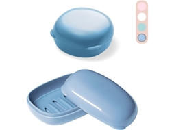 Caixa De Sabão De Viagem 2 Peças, Porta-sabão Plástico Com Tampa Impermeável, Design De Urso, Azul