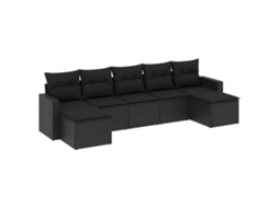 Maison Exclusive - 7 Pcs Conjunto De Sofás P/ Jardim C/ Almofadões Vime Pe Preto