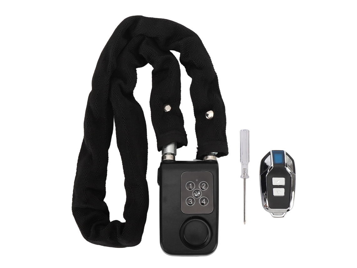 Mali trava de Bicicleta com Alarme Anti roubo Controle Remoto Vibration Resistente À Água Aço Inoxidável Moto Código Preto