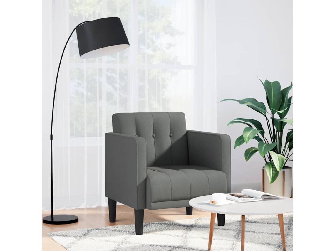 Vidaxl Poltrona Com Apoio De Braços 53 Cm Tecido Cinzento-escuro