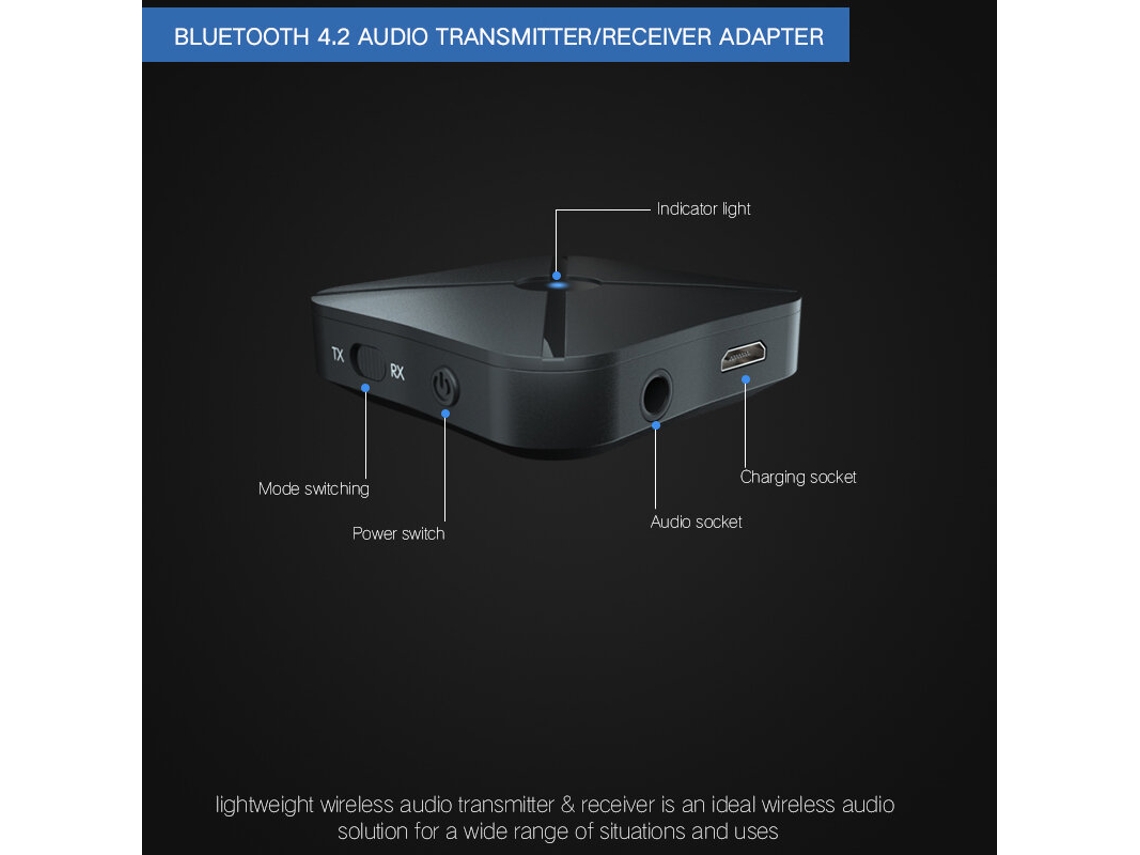 Kn319 Receptor Transmissor Bluetooth 2 Em 1 Adaptador De Áudio Bluetooth Sem Fios 3,5 Mm Conector Aux Para Coluna De Tv Do Carro Pc Auscultadores