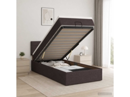 Vidaxl Cama Ottoman Com Colchão E Led Marrom Escuro 90 X 190 Cm Tecido