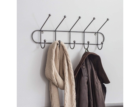 Rack De Casaco Grande Com 5 Ganchos, Chapéu, Cabide Montado Na Parede, Adequado Para Corredor, Quarto, Escritório Garden Trading