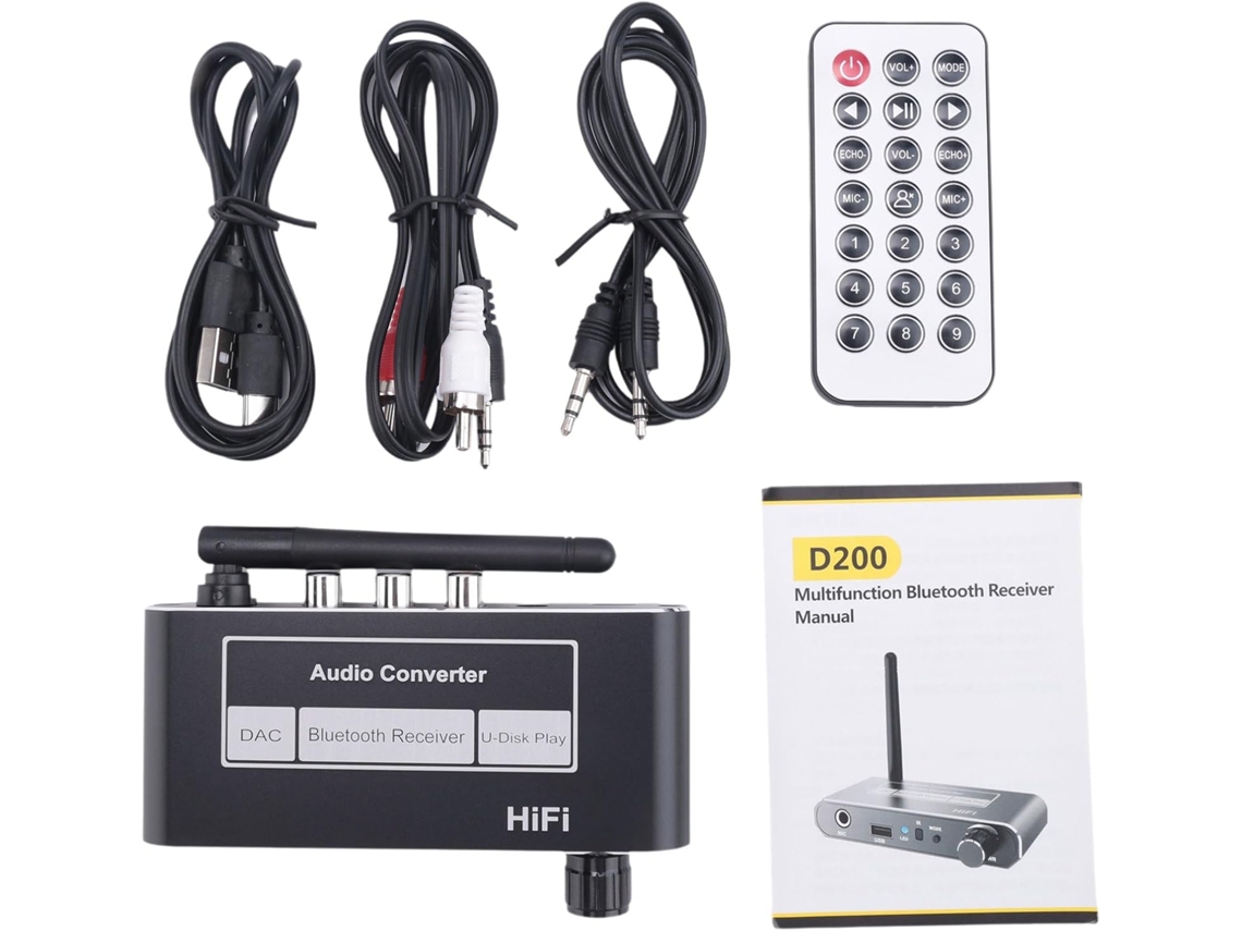 Receptor de Áudio Coaxial Hifi Bluetooth 5.2 com Conversor Digital para Digital SFUSHOS