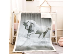 Manta com Estampa 3d de Cavalo Bran em Microfibra 80x150cm