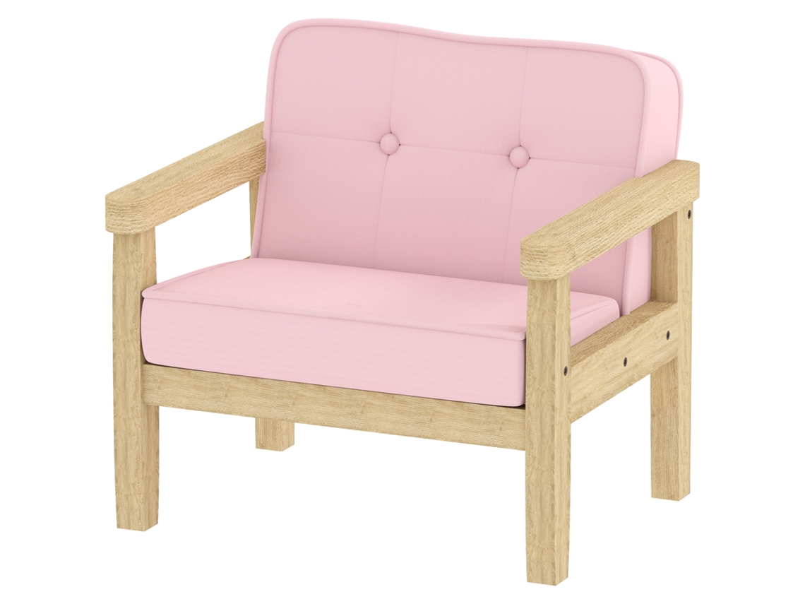 Poltrona Infantil Veludo Cotelê MARCA, 46,5x44x45 cm, assento e encosto acolchoados, rosa
