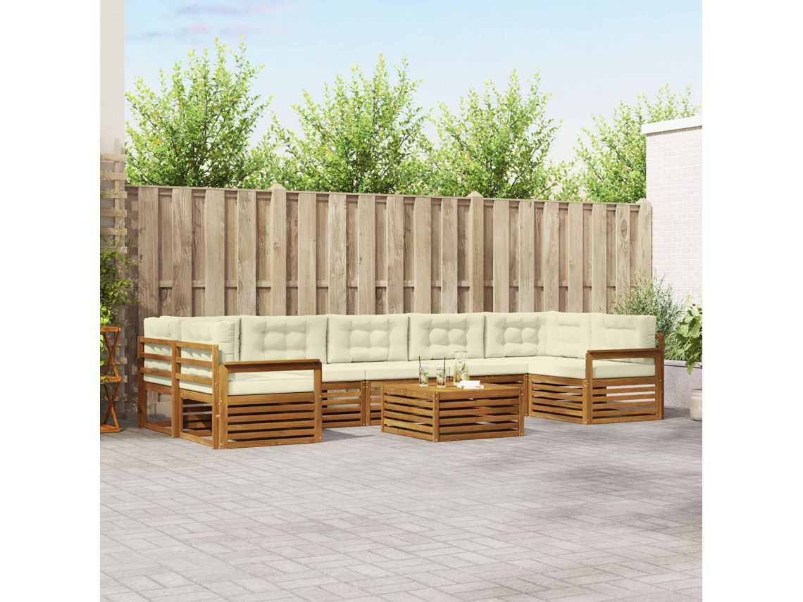 Vidaxl Conjunto De Sofás Para Exterior 8 Unid. Natural E Creme